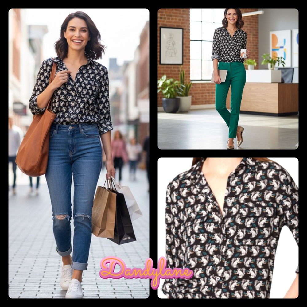 Loft Squirrel Pattern Top Size Small - image 1